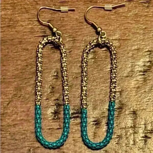 Gold and turquoise color earrings